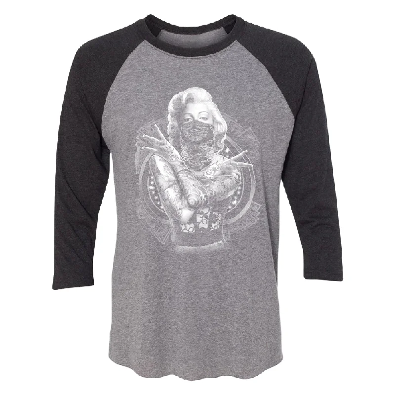 Zexpa Apparelâ„¢ Marilyn Monroe West Side Gang 3/4 Raglan Tee Front Pockets Side Pockets Patch Pockets Zexpa Apparelâ„¢ Marilyn Monroe West Side Gang 3/4 Raglan Tee Front Pockets Side Pockets Patch Pockets