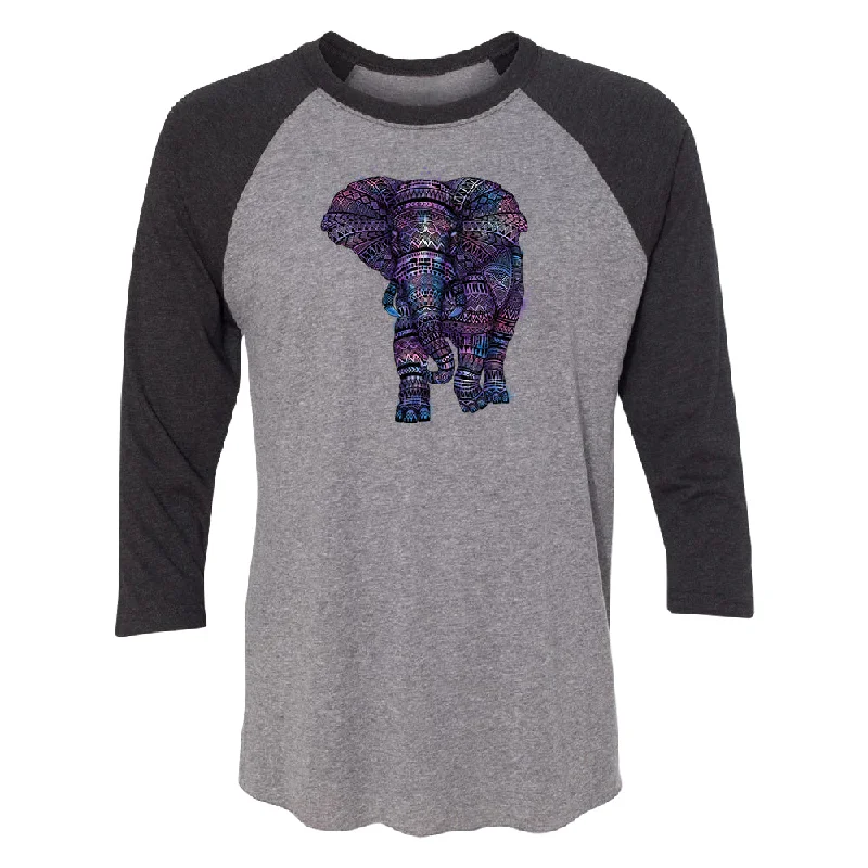 Zexpa Apparel™ Mandala Zentangle Pastel Elephant 3/4 Raglan Tee Seamless Knitted Crochet Zexpa Apparel™ Mandala Zentangle Pastel Elephant 3/4 Raglan Tee Seamless Knitted Crochet