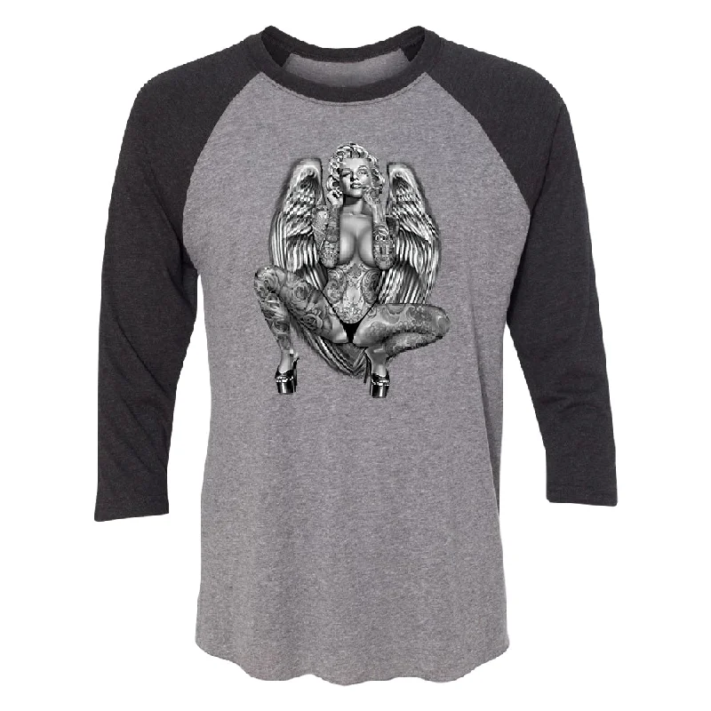 Zexpa Apparel™ Marilyn Monroe Pole Dancer Tattoo 3/4 Raglan Tee Lace Blend Ribbed Blend Corduroy Blend Zexpa Apparel™ Marilyn Monroe Pole Dancer Tattoo 3/4 Raglan Tee Lace Blend Ribbed Blend Corduroy Blend