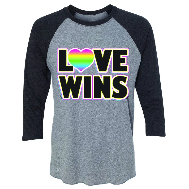 Zexpa Apparel™ Love Wins - Love is Love Gay is Good 3/4 Sleevee Raglan Tee Gay Pride Tee Embroidered Appliqued Beaded Zexpa Apparel™ Love Wins - Love is Love Gay is Good 3/4 Sleevee Raglan Tee Gay Pride Tee Embroidered Appliqued Beaded