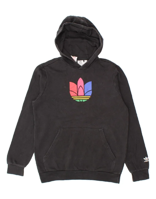ADIDAS Boys Graphic Hoodie Jumper 15-16 Years Black Cotton Cotton Hoodie Fleece Lining Warmth ADIDAS Boys Graphic Hoodie Jumper 15-16 Years Black Cotton Cotton Hoodie Fleece Lining Warmth