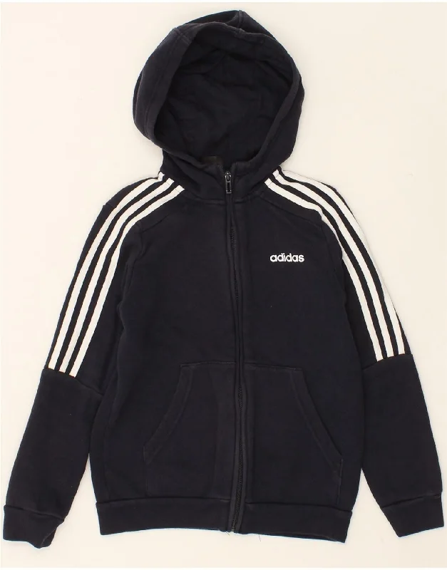 ADIDAS Boys Zip Hoodie Sweater 9-10 Years Navy Blue Cotton Hoodie with Drop Shoulder Relaxed Streetwear ADIDAS Boys Zip Hoodie Sweater 9-10 Years Navy Blue Cotton Hoodie with Drop Shoulder Relaxed Streetwear