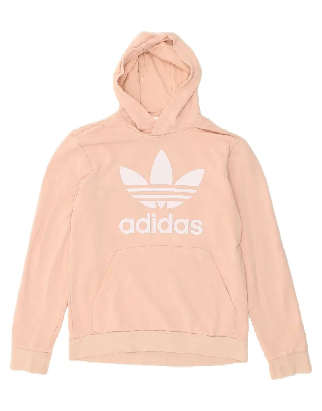 ADIDAS Girls Graphic Hoodie Jumper 14-15 Years Pink Cotton Hoodie with Embroidery Detailed Premium ADIDAS Girls Graphic Hoodie Jumper 14-15 Years Pink Cotton Hoodie with Embroidery Detailed Premium