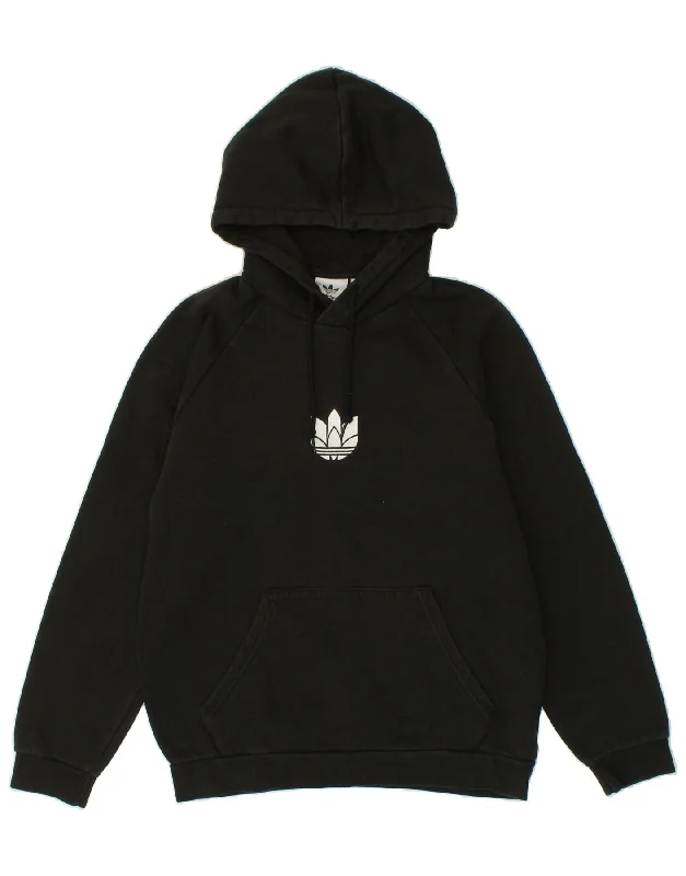 ADIDAS Mens Graphic Hoodie Jumper Small Black Cotton Hoodie with Mock Neck Collared Structured ADIDAS Mens Graphic Hoodie Jumper Small Black Cotton Hoodie with Mock Neck Collared Structured