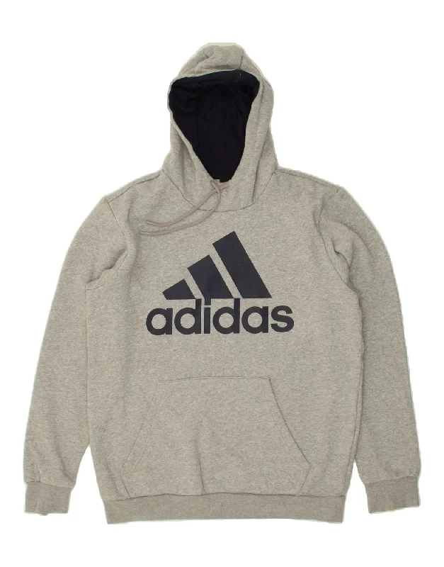 ADIDAS Mens Graphic Hoodie Jumper UK 44/46 Large Grey Cotton Hoodie with Cuffed Sleeves Snug Secure ADIDAS Mens Graphic Hoodie Jumper UK 44/46 Large Grey Cotton Hoodie with Cuffed Sleeves Snug Secure