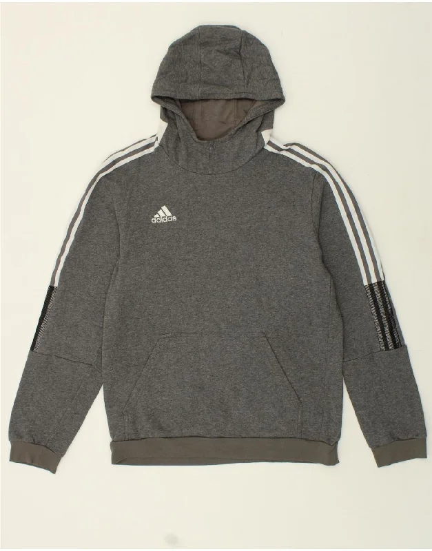 ADIDAS Mens Hoodie Jumper Medium Grey Cotton Hoodie with Toggle Buttons Decorative Unique ADIDAS Mens Hoodie Jumper Medium Grey Cotton Hoodie with Toggle Buttons Decorative Unique