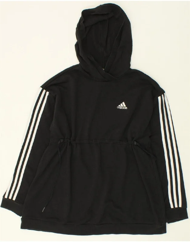 ADIDAS Womens Oversized Hoodie Jumper UK 8/10 Small Black Cotton Hoodie Jacket Zipper Layering ADIDAS Womens Oversized Hoodie Jumper UK 8/10 Small Black Cotton Hoodie Jacket Zipper Layering