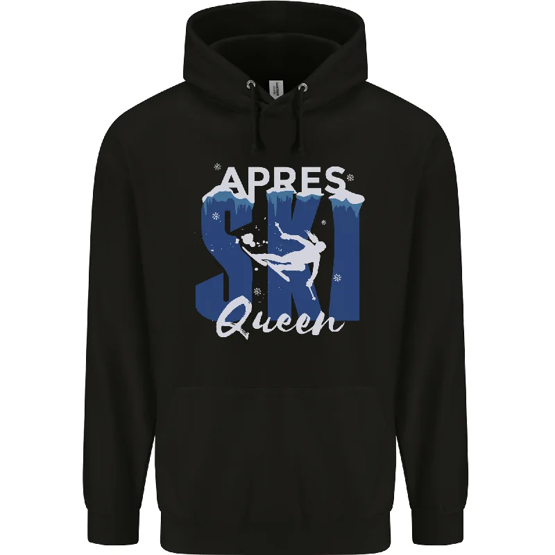 Apres Ski Queen Skiing Winter Sports Mens 80% Cotton Hoodie Hoodie with Distressed Vintage Worn Apres Ski Queen Skiing Winter Sports Mens 80% Cotton Hoodie Hoodie with Distressed Vintage Worn