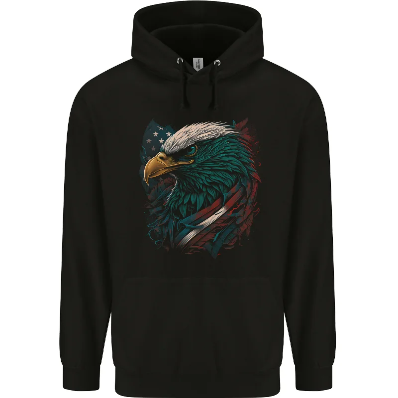 Artistic American Bald Eagle in Stars & Stripes Mens 80% Cotton Hoodie Hoodie with Drawcord Adjustable Secure Artistic American Bald Eagle in Stars & Stripes Mens 80% Cotton Hoodie Hoodie with Drawcord Adjustable Secure