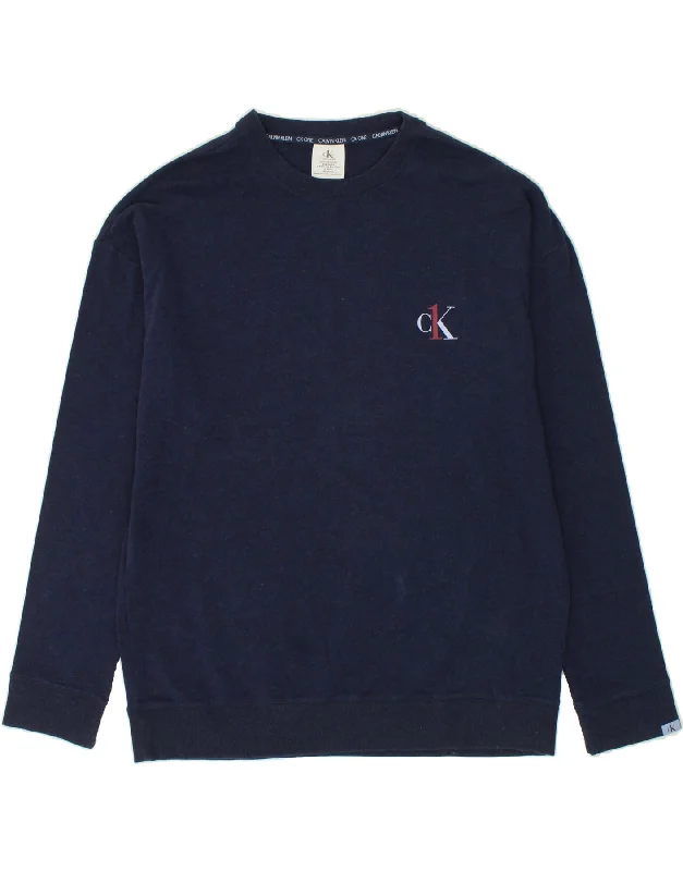 CALVIN KLEIN Mens Sweatshirt Jumper XL Navy Blue Cotton Hoodie with Stripes Bold Sporty CALVIN KLEIN Mens Sweatshirt Jumper XL Navy Blue Cotton Hoodie with Stripes Bold Sporty