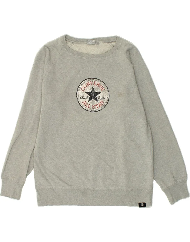 CONVERSE Mens Graphic Sweatshirt Jumper Small Grey Cotton Hoodie with Oversized Fit Loose Comfortable CONVERSE Mens Graphic Sweatshirt Jumper Small Grey Cotton Hoodie with Oversized Fit Loose Comfortable