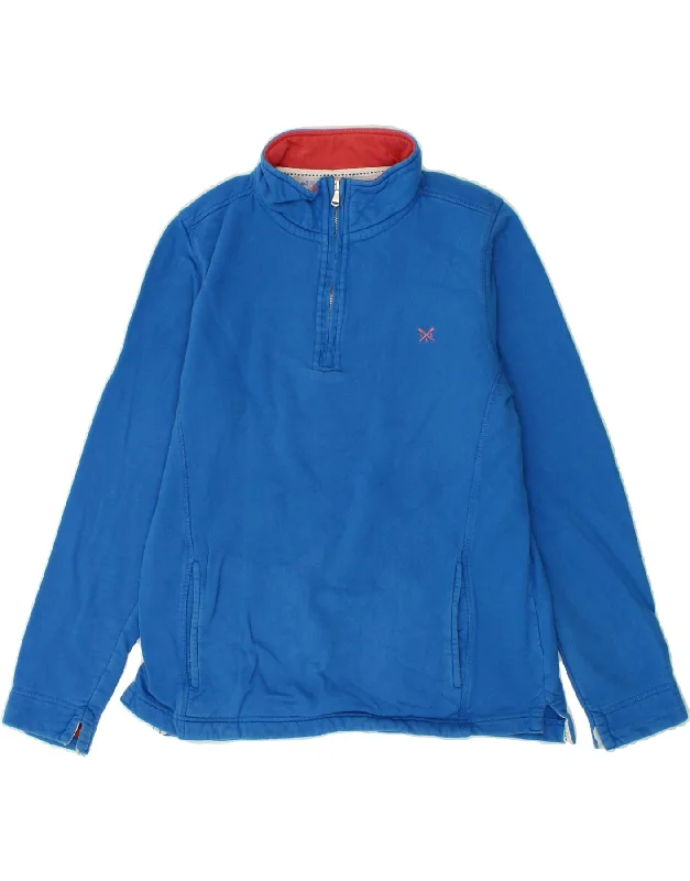 CREW CLOTHING Womens Zip Neck Sweatshirt Jumper UK 12 Medium Blue Cotton Hoodie with Puffed Sleeves Voluminous Trendy CREW CLOTHING Womens Zip Neck Sweatshirt Jumper UK 12 Medium Blue Cotton Hoodie with Puffed Sleeves Voluminous Trendy
