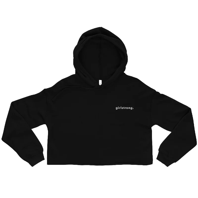 EVERYDAY FLEECE, COZY CHIC CROPPED HOODIE - GIRLSTRONG BLACK Hoodie with Double Zipper Versatile Adjustable EVERYDAY FLEECE, COZY CHIC CROPPED HOODIE - GIRLSTRONG BLACK Hoodie with Double Zipper Versatile Adjustable