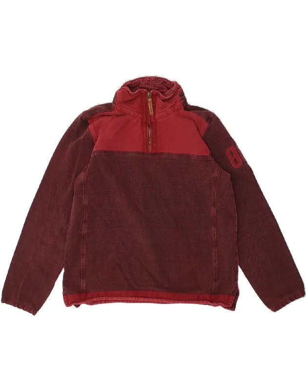 FAT FACE Mens Zip Neck Sweatshirt Jumper Medium Burgundy Colourblock Hoodie with Applique Textured Unique FAT FACE Mens Zip Neck Sweatshirt Jumper Medium Burgundy Colourblock Hoodie with Applique Textured Unique