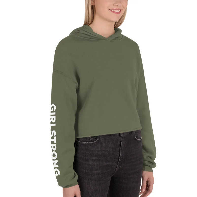 EVERYDAY FLEECE, COZY CHIC CROPPED HOODIE MILITARY GREEN Hoodie with Fur Luxurious Winter EVERYDAY FLEECE, COZY CHIC CROPPED HOODIE MILITARY GREEN Hoodie with Fur Luxurious Winter