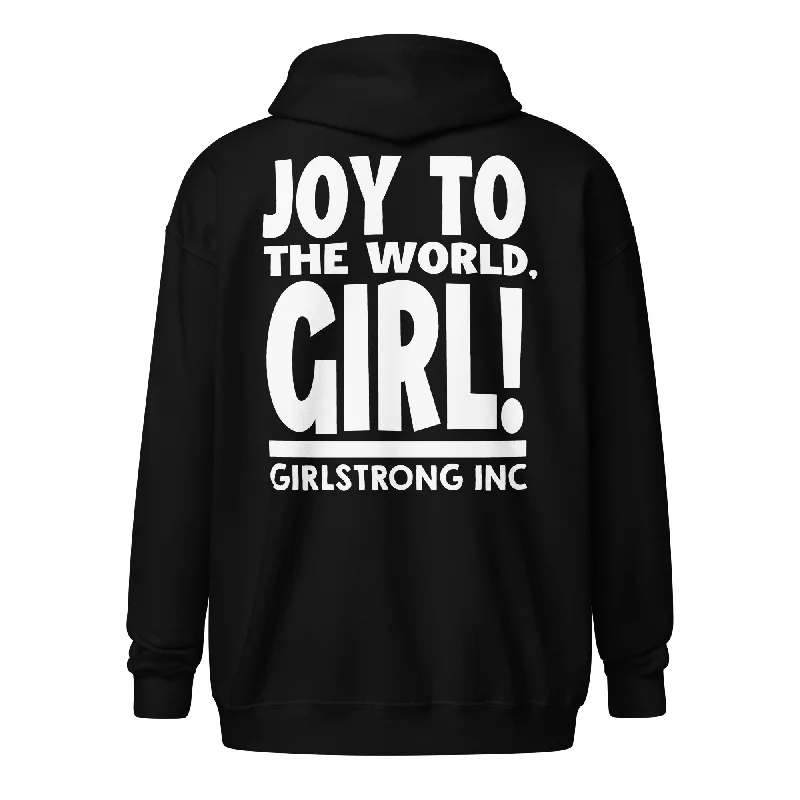 GS GRAPHIX FLEECE ZIP HOODIE - JOY TO THE WORLD, GIRL! Hoodie with Reflective Safety Nightwear GS GRAPHIX FLEECE ZIP HOODIE - JOY TO THE WORLD, GIRL! Hoodie with Reflective Safety Nightwear