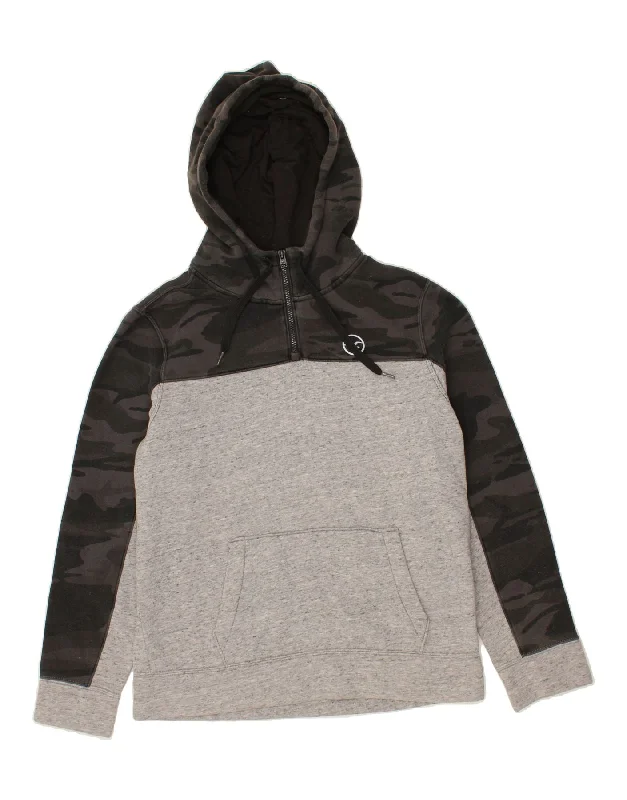 HOLLISTER Mens Zip Neck Hoodie Jumper Medium Grey Camouflage Cotton Hoodie Dress Longline Feminine HOLLISTER Mens Zip Neck Hoodie Jumper Medium Grey Camouflage Cotton Hoodie Dress Longline Feminine