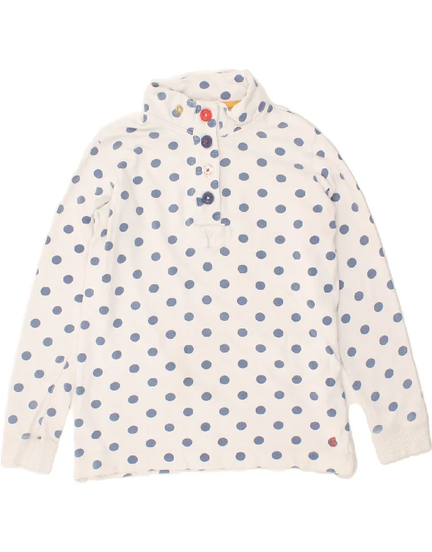 JOULES Womens Button Neck Sweatshirt Jumper UK 16 Large White Polka Dot Hoodie with Tied Waist Feminine Flattering JOULES Womens Button Neck Sweatshirt Jumper UK 16 Large White Polka Dot Hoodie with Tied Waist Feminine Flattering