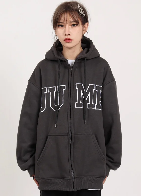 JUMP NEXT Big Logo Embroidery Zipper Loose Casual Long Sleeve Hoodie Hoodie with Color Block Contrast Stylish JUMP NEXT Big Logo Embroidery Zipper Loose Casual Long Sleeve Hoodie Hoodie with Color Block Contrast Stylish