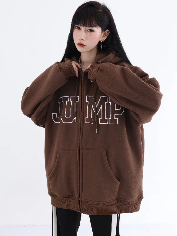 JUMP Seven Color Big Logo Zipper Loose Casual Long Sleeve Hoodie Hoodie with Snap Buttons Easy Quick JUMP Seven Color Big Logo Zipper Loose Casual Long Sleeve Hoodie Hoodie with Snap Buttons Easy Quick