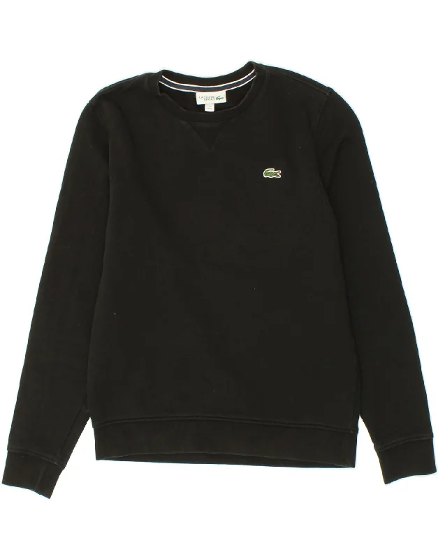 LACOSTE Mens Sweatshirt Jumper Size 3 Small Black Cotton Hoodie with Ribbed Hem Stretchable Secure LACOSTE Mens Sweatshirt Jumper Size 3 Small Black Cotton Hoodie with Ribbed Hem Stretchable Secure