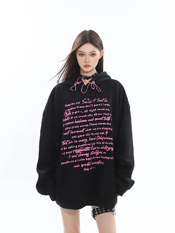 Lilla Solid Color Graphic Writings Fluorescent Loose Long Sleeve Drawstring Hoodie Hoodie with Puffed Sleeves Voluminous Trendy Lilla Solid Color Graphic Writings Fluorescent Loose Long Sleeve Drawstring Hoodie Hoodie with Puffed Sleeves Voluminous Trendy
