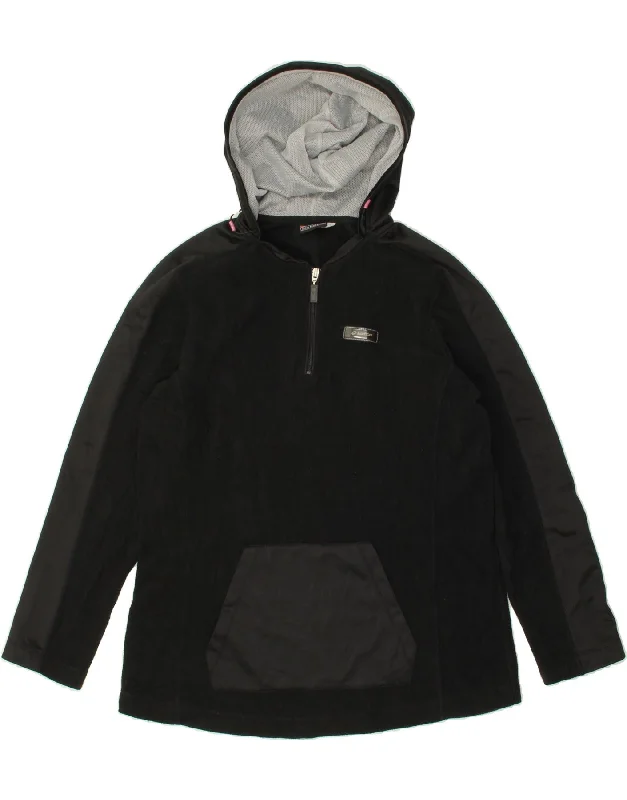 LOTTO Womens Hooded Zip Neck Fleece Jumper UK 18 XL Black Polyester Hoodie with Exposed Zipper Edgy Industrial LOTTO Womens Hooded Zip Neck Fleece Jumper UK 18 XL Black Polyester Hoodie with Exposed Zipper Edgy Industrial