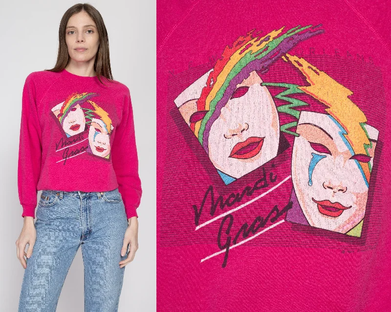 Medium 90s New Orleans Mardi Gras Mask Sweatshirt Hoodie with Tie-Dye Psychedelic Retro Medium 90s New Orleans Mardi Gras Mask Sweatshirt Hoodie with Tie-Dye Psychedelic Retro