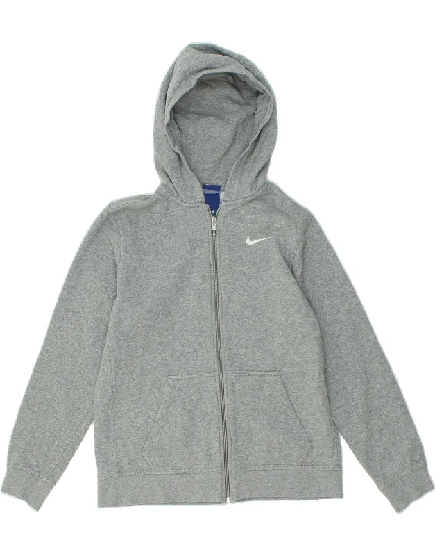 NIKE Boys Zip Hoodie Sweater 13-14 Years XL Grey Cotton Hoodie with Pastel Soft Subtle NIKE Boys Zip Hoodie Sweater 13-14 Years XL Grey Cotton Hoodie with Pastel Soft Subtle