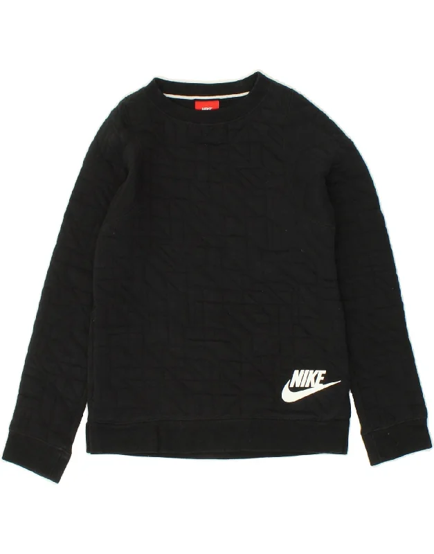 NIKE Girls Sweatshirt Jumper 8-9 Years Small Black Cotton Hoodie with Slit Hem Functional Movement NIKE Girls Sweatshirt Jumper 8-9 Years Small Black Cotton Hoodie with Slit Hem Functional Movement