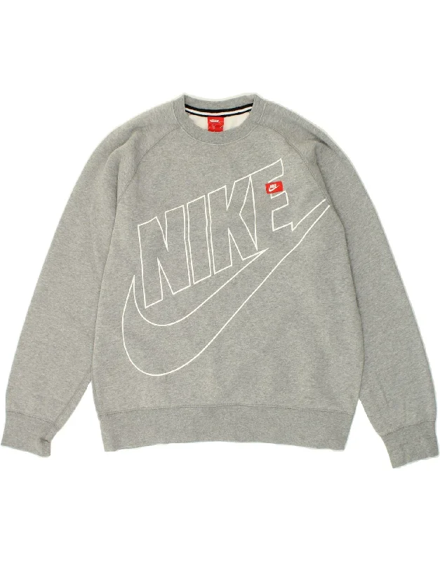 NIKE Mens Graphic Sweatshirt Jumper Large Grey Cotton Hoodie with Button Classic Timeless NIKE Mens Graphic Sweatshirt Jumper Large Grey Cotton Hoodie with Button Classic Timeless