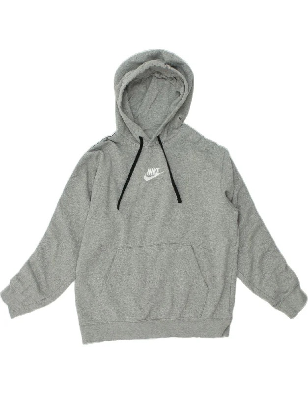 NIKE Mens Hoodie Jumper Medium Grey Flecked Cotton Hoodie with Zipper Versatile Modern NIKE Mens Hoodie Jumper Medium Grey Flecked Cotton Hoodie with Zipper Versatile Modern
