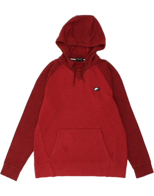 NIKE Mens Hoodie Jumper Medium Red Colourblock Cotton Hoodie with Neon Bright Vibrant NIKE Mens Hoodie Jumper Medium Red Colourblock Cotton Hoodie with Neon Bright Vibrant