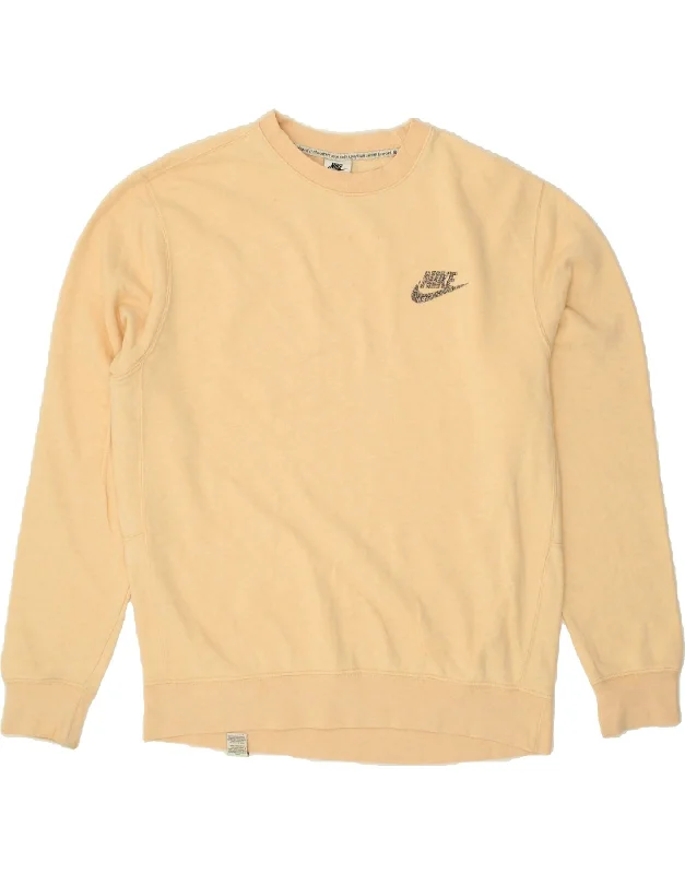 NIKE Mens Sweatshirt Jumper Medium Beige Cotton Hoodie with Hem Contrast Bold Stylish NIKE Mens Sweatshirt Jumper Medium Beige Cotton Hoodie with Hem Contrast Bold Stylish