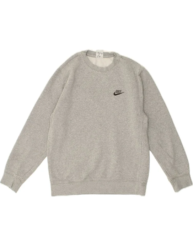 NIKE Womens Sweatshirt Jumper UK 10 Small Grey Cotton Hoodie with Embroidery Detailed Premium NIKE Womens Sweatshirt Jumper UK 10 Small Grey Cotton Hoodie with Embroidery Detailed Premium