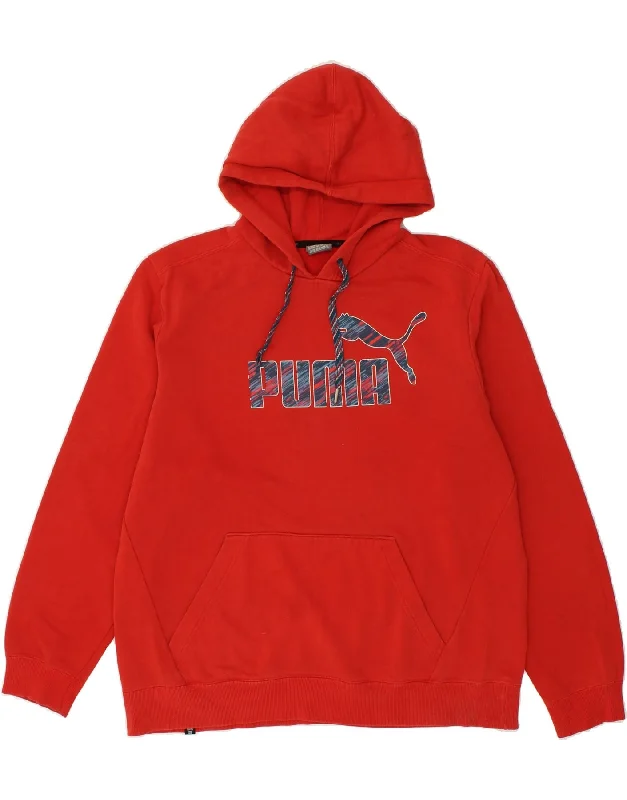 PUMA Mens Graphic Hoodie Jumper XL Red Cotton Hoodie with Monochrome Minimalist Simple PUMA Mens Graphic Hoodie Jumper XL Red Cotton Hoodie with Monochrome Minimalist Simple