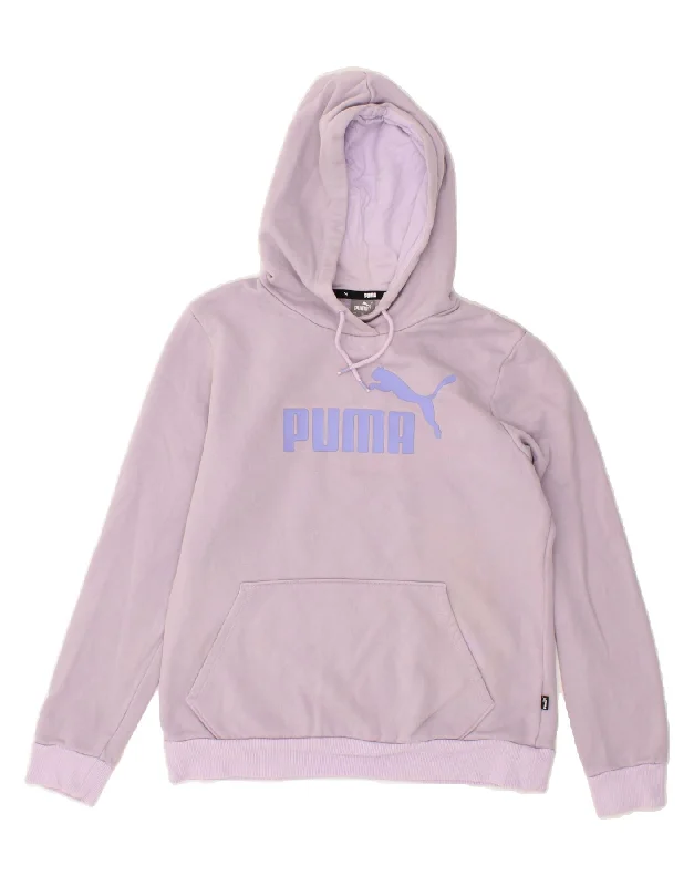 PUMA Womens Graphic Hoodie Jumper UK 14 Medium Purple Cotton Hoodie with Zipper Placket Modern Functional PUMA Womens Graphic Hoodie Jumper UK 14 Medium Purple Cotton Hoodie with Zipper Placket Modern Functional