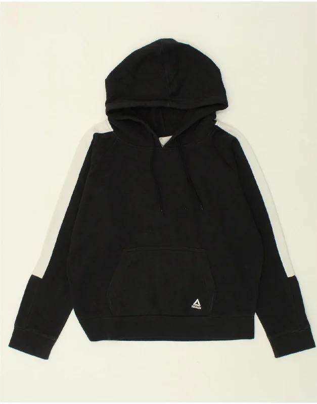 REEBOK Mens Hoodie Jumper Medium Black Colourblock Cotton Hoodie with Bell Sleeves Flared Feminine REEBOK Mens Hoodie Jumper Medium Black Colourblock Cotton Hoodie with Bell Sleeves Flared Feminine