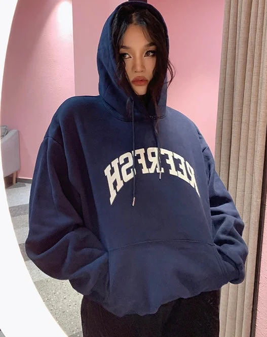 REFRFSH Graphic Letter Print Solid Color Long Sleeve Hoodie Hoodie with Logo Branding Identity REFRFSH Graphic Letter Print Solid Color Long Sleeve Hoodie Hoodie with Logo Branding Identity