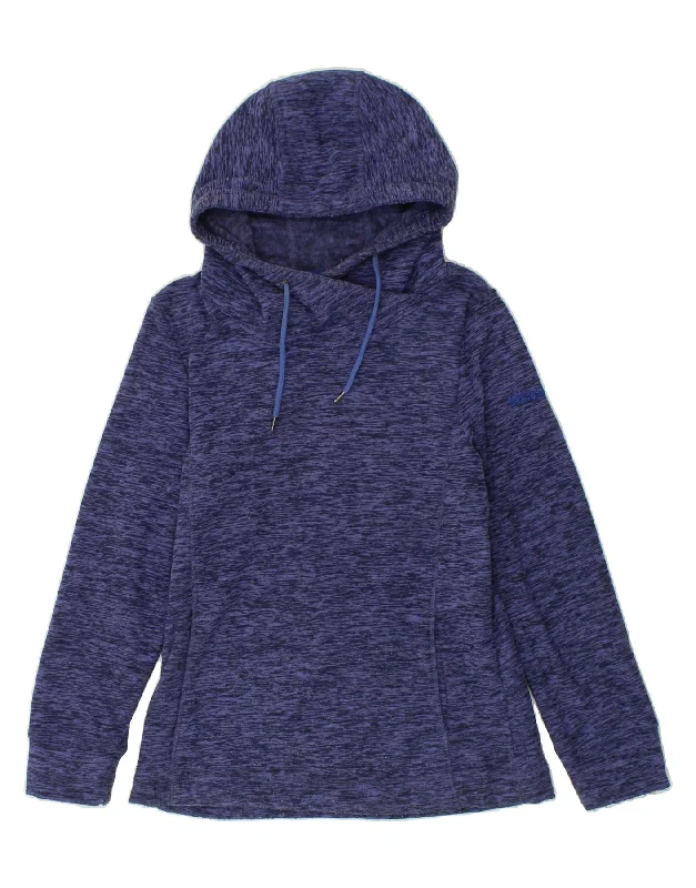 REGATTA Womens Hoodie Jumper UK 10 Small Navy Blue Flecked Polyester Hoodie with Slit Hem Functional Movement REGATTA Womens Hoodie Jumper UK 10 Small Navy Blue Flecked Polyester Hoodie with Slit Hem Functional Movement