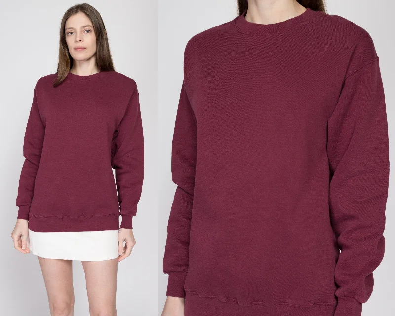 Small 90s Lee Wine Red Crewneck Sweatshirt Hoodie with Pocket Utility Practical