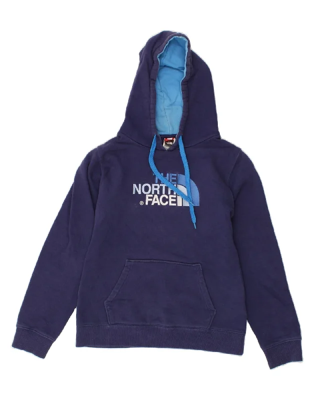 THE NORTH FACE Womens Graphic Hoodie Jumper UK 10 Small Navy Blue Cotton Hoodie with Back Slit Movement Comfort THE NORTH FACE Womens Graphic Hoodie Jumper UK 10 Small Navy Blue Cotton Hoodie with Back Slit Movement Comfort