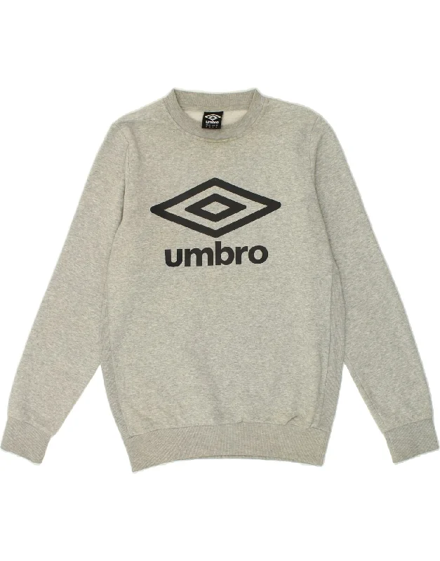 UMBRO Mens Graphic Sweatshirt Jumper Medium Grey Cotton Hoodie with Logo Branding Identity UMBRO Mens Graphic Sweatshirt Jumper Medium Grey Cotton Hoodie with Logo Branding Identity