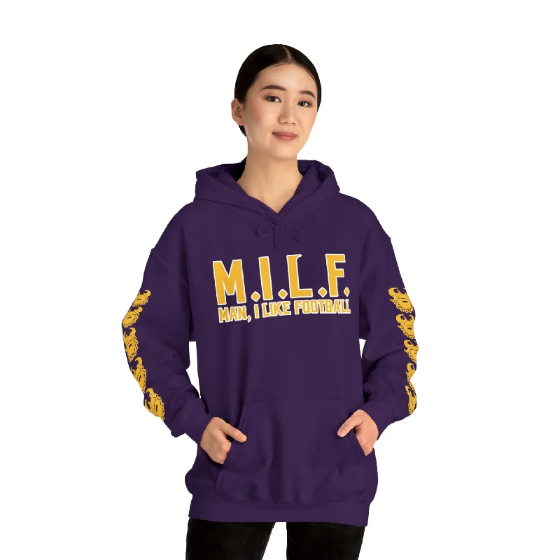 Unisex Heavy Blend™ Hooded Sweatshirt - M.I.L.F. + Game Day Helmet (Sleeves) Hoodie with Sequins Glamorous Eye-catching Unisex Heavy Blend™ Hooded Sweatshirt - M.I.L.F. + Game Day Helmet (Sleeves) Hoodie with Sequins Glamorous Eye-catching