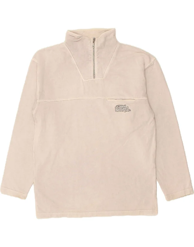 WEIRD FISH Mens Zip Neck Sweatshirt Jumper Medium Beige Cotton Hoodie with Hem Applique Textured Unique WEIRD FISH Mens Zip Neck Sweatshirt Jumper Medium Beige Cotton Hoodie with Hem Applique Textured Unique