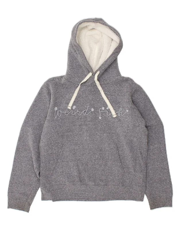 WEIRD FISH Womens Graphic Hoodie Jumper UK 16 Large Grey Flecked Polyester Hoodie with Hem Patch Decorative Personalized WEIRD FISH Womens Graphic Hoodie Jumper UK 16 Large Grey Flecked Polyester Hoodie with Hem Patch Decorative Personalized
