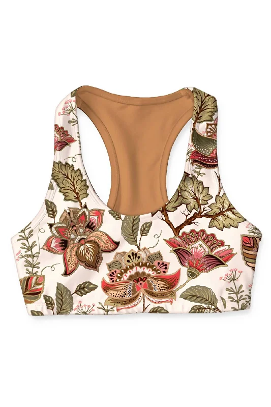 Bohemia Stella Nude Beige Floral Print Seamless Sport Yoga Bra - Women Comfortable Active Bra Bohemia Stella Nude Beige Floral Print Seamless Sport Yoga Bra - Women Comfortable Active Bra