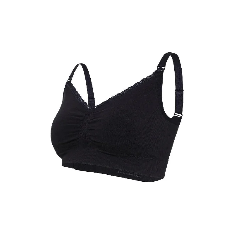 Carriwell Organic Maternity + Nursing Bra - Black Stretchy Full Coverage