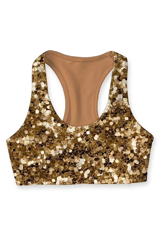 Haute Beige Stella Gold Glitter Print Seamless Sport Yoga Bra - Women Breathable Comfort Bra Haute Beige Stella Gold Glitter Print Seamless Sport Yoga Bra - Women Breathable Comfort Bra