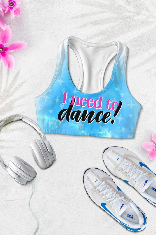 I need to Dance! Stella Blue Seamless Racerback Sport Yoga Bra - Women Full Coverage Bralette I need to Dance! Stella Blue Seamless Racerback Sport Yoga Bra - Women Full Coverage Bralette